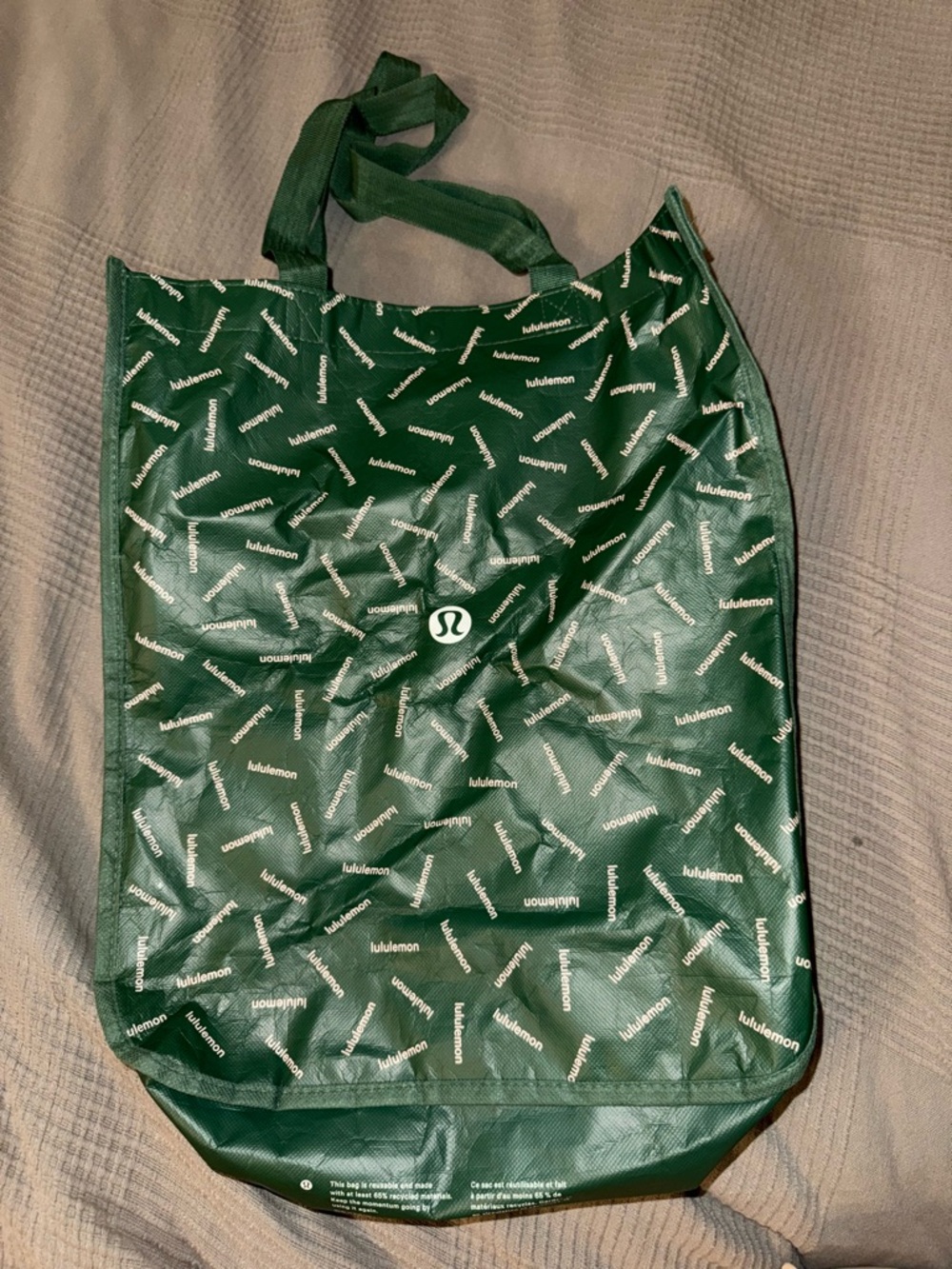 lululemon Green Logo Repeating Print Tote
